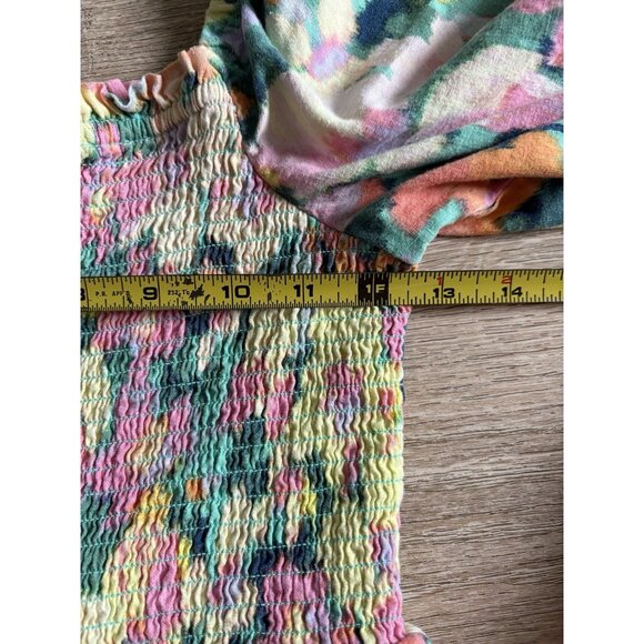 GAP Floral Pink And Yellow Puff Sleeve Sundress Size Medium - Picture 3 of 7